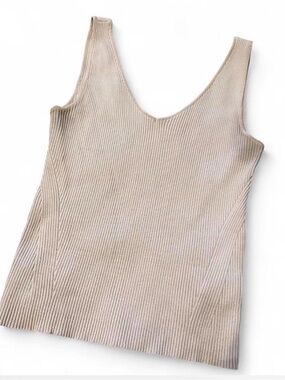 Weekend Los Angeles Women's Cream Ribbed Tank Top Sz M